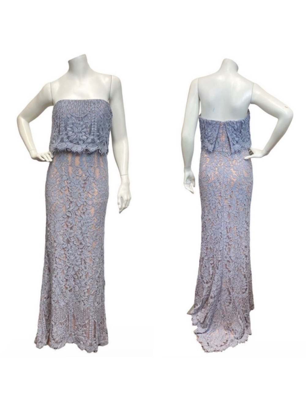 JARLO Adeline Grey/Blue LACE Dress - UK 10 (USA Size Small/6)